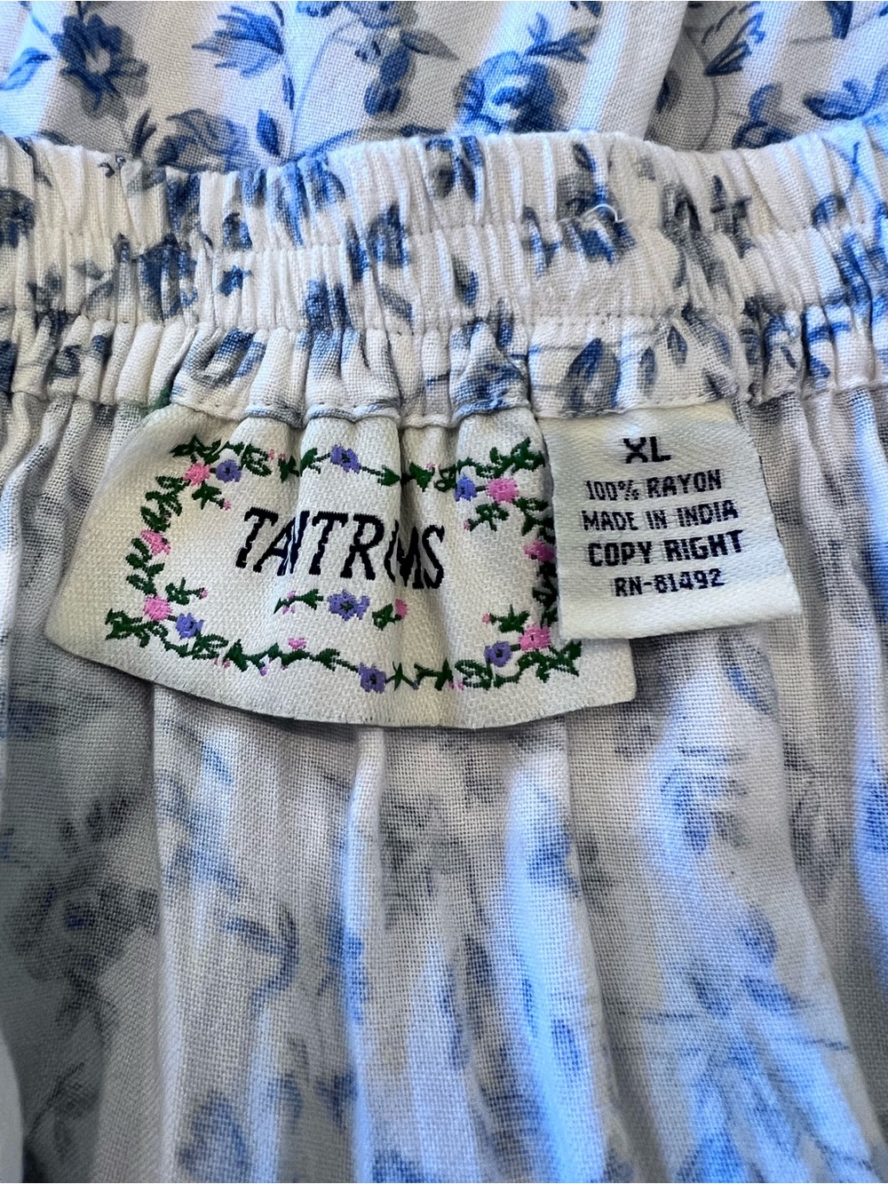 Vintage Floral Pleated Maxi Skirt by Tantrums Elastic Waist Boho Prairie Sz XL - Picture 8 of 11